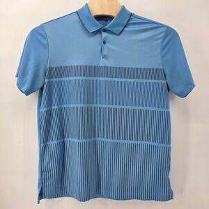 Adidas Mens Golf Polo Shirt Light Blue Stripe Logo Short Sleeve Size XL